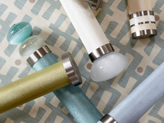 50mm Wrapped Tracked Curtain Poles, Walcot House Walcot House 모던스타일 창문 & 문