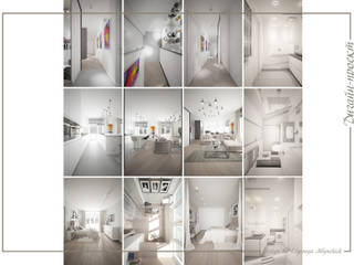 White and grey, mlynchyk interiors mlynchyk interiors Salas / recibidores