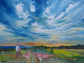 Ölmalerei Wolken, Dietrich Art Dietrich Art Weitere Zimmer Flachs/Leinen Blau