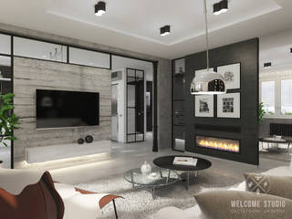 Четырёхкомнатная квартира «Manhattan’s loft», Мастерская дизайна Welcome Studio Мастерская дизайна Welcome Studio Industrial style living room
