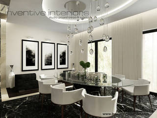 INVENTIVE INTERIORS – Czerń i beż w luksusowym domu, Inventive Interiors Inventive Interiors غرفة السفرة