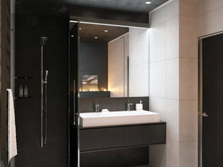 Black&White Flat, QUADRUM STUDIO QUADRUM STUDIO Phòng tắm phong cách tối giản