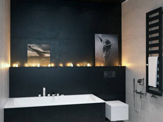 Black&White Flat, QUADRUM STUDIO QUADRUM STUDIO Ванна кімната