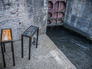 Sellettes , Cercus Marqueterie Cercus Marqueterie Industrial style corridor, hallway and stairs Iron/Steel