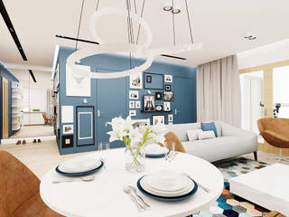60m2 mieszkanie w Dąbrowie Górniczej, Ale design Grzegorz Grzywacz Ale design Grzegorz Grzywacz Salas de estar modernas Azul