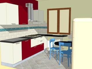 Cucina Tetris, Arreda Progetta di Alice Bambini Arreda Progetta di Alice Bambini Dapur Modern MDF Red