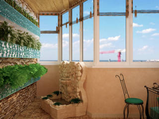 Дизайн балкона по ул. Покрышкина, Студия интерьерного дизайна happy.design Студия интерьерного дизайна happy.design Mediterraner Balkon, Veranda & Terrasse