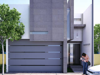 Fachada MRios, Modulor Arquitectura Modulor Arquitectura Front doors Stone Grey
