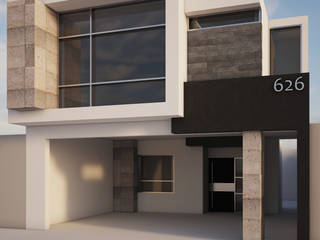 Fachada Guevara 626, Modulor Arquitectura Modulor Arquitectura Modern houses Slate White
