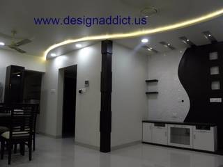 3BHK interior design in baner Pune, Designaddict Designaddict Гостиная в стиле модерн Мебель для медиа комнаты