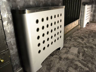 CASA DECO galvanised metal radiator covers in futuristic games room Lace Furniture Paredes e pisos industriais Metal