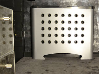 CASA DECO galvanised metal radiator covers in futuristic games room - amazing heat output Lace Furniture 牆面 金屬