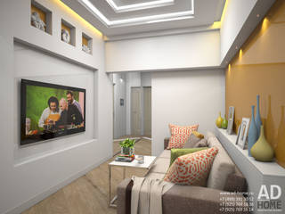 Дизайн интерьера квартиры с перепланировкой из 2-комнатной в 4-ехкомнатную, 68 кв. м, г. Москва, Ad-home Ad-home 现代客厅設計點子、靈感 & 圖片