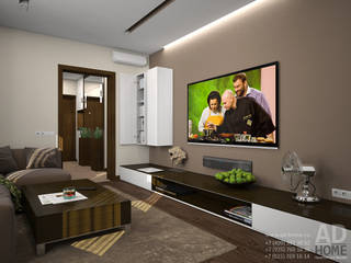 Дизайн интерьера двухкомнатной квартиры, 53 кв. м, Ad-home Ad-home Modern living room