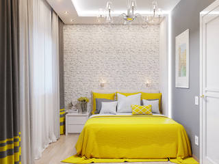 Яркое настроение для маленькой спальни, Студия дизайна ROMANIUK DESIGN Студия дизайна ROMANIUK DESIGN غرفة نوم