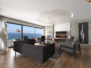 Suadiye rezidans, Murat Aksel Architecture Murat Aksel Architecture Modern living room Concrete