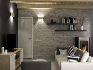 Ristrutturazione di un rustico_InteriorBE, Architetto Luigia Pace Architetto Luigia Pace Modern Living Room Wood Grey
