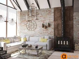Атмосфера комфорта с изюминкой: кованые изделия, Artichok Design Artichok Design Industriale Wohnzimmer Ziegel Braun
