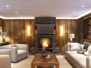 Шале, Alexander Krivov Alexander Krivov Rustic style living room Wood Wood effect