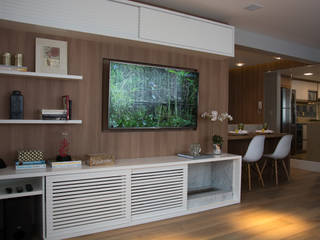 Cozinha integrada ao estar , Stúdio Márcio Verza Stúdio Márcio Verza Moderne Wohnzimmer Holz Holznachbildung
