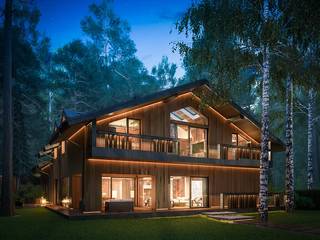 Modern Eco-house in Zhukovka., Design studio of Stanislav Orekhov. ARCHITECTURE / INTERIOR DESIGN / VISUALIZATION. Design studio of Stanislav Orekhov. ARCHITECTURE / INTERIOR DESIGN / VISUALIZATION. Moderne Häuser