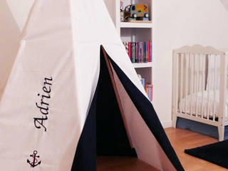 Tipi bleu marine et blanc, motif étoiles et personnalisé, L. 19-83 L. 19-83 Moderne kinderkamers Textiel Amber / Goud