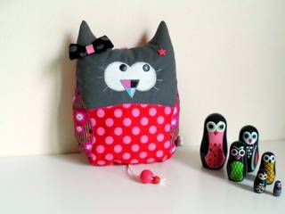 Hibou musical tons gris et rose fuchsia, Amanite rOse Amanite rOse Дитяча кімната бавовна Червоний