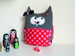 Hibou musical tons gris et rose fuchsia, Amanite rOse Amanite rOse Дитяча кімната бавовна Червоний