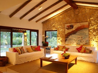 PROJ, ARQ. MARIA CRISTINA RINALDI, BRAESCHER FOTOGRAFIA BRAESCHER FOTOGRAFIA Rustic style living room