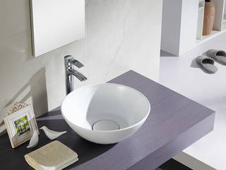 Lavabos de porcelana circular, BATHCO BATHCO Moderne Badezimmer Porzellan Weiß