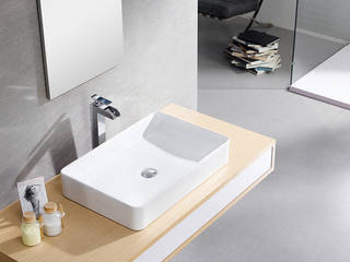 Lavabo de porcelana rectangular, BATHCO BATHCO Modern Bathroom Porcelain White