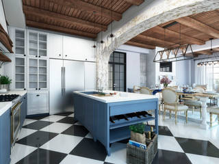 Современное средиземноморье, BURO'82 BURO'82 Mediterranean style kitchen Stone Blue