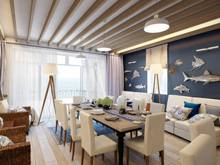 Эллинг у моря, BURO'82 BURO'82 Eclectic style living room Wood Blue