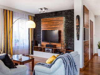 Nowoczesny dom ze szczyptą egzotyki, Viva Design - projektowanie wnętrz Viva Design - projektowanie wnętrz Modern living room Wood Wood effect