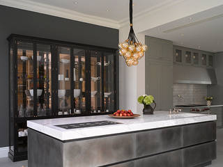 Patinated Silver Metallic Finish Roundhouse Modern style kitchen Metallic/Silver Cabinets & shelves