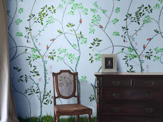 Hand-painted wallpaper Peinture XXIX , Snijder&CO Snijder&CO Dormitorios de estilo clásico Azul