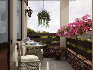 балкон г. Сочи, Студия дизайна Дарьи Одарюк Студия дизайна Дарьи Одарюк Eclectic style balcony, veranda & terrace