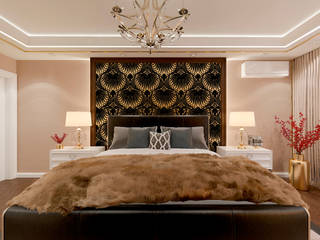 Спальня "Gold & fur", Студия дизайна Дарьи Одарюк Студия дизайна Дарьи Одарюк Спальня