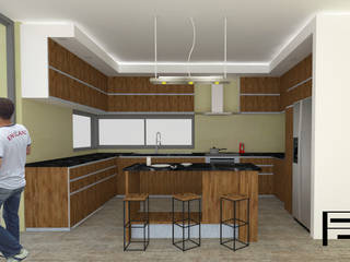 Diseño de Interiores ¨CASA TREVISAN¨, ARQ. María Florencia Fernández ARQ. María Florencia Fernández Skandinavische Küchen Massivholz Holznachbildung