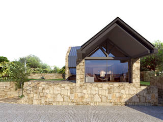Davide Domingues Arquitecto Rustic style house Granite Metallic/Silver