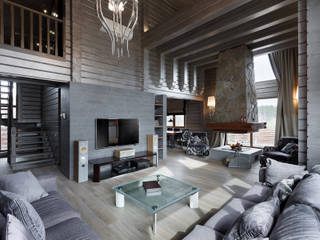 Courchevel in my pocket, artstyle artstyle Country style living room Wood Grey