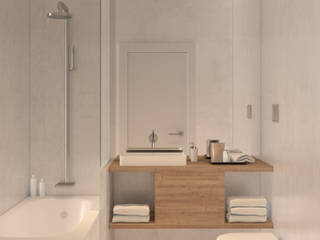 Bathroom 1 homify Minimalist style bathroom Concrete White