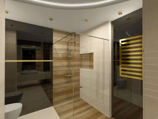 Projekt ekskluzywnego wnętrza w apartamentowcu w Warszawie, Bohema Design Bohema Design حمام
