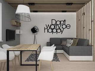 Projekt wnętrz mieszkania w Katowicach, OES architekci OES architekci Phòng khách Gỗ Wood effect