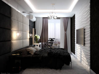 Дизайн спальни в современном стиле в ЖК "Большой", Студия интерьерного дизайна happy.design Студия интерьерного дизайна happy.design Dormitorios de estilo moderno