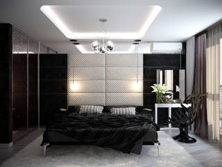 Дизайн спальни в современном стиле в ЖК "Большой", Студия интерьерного дизайна happy.design Студия интерьерного дизайна happy.design Moderne Schlafzimmer