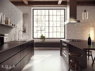 Kitchen in loft / Kuchnia w lofcie, Kola Studio Wizualizacje Architektoniczne Kola Studio Wizualizacje Architektoniczne