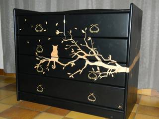 commode laquée ''chat sur la branche'', Manu Bois Créations Manu Bois Créations Chambre moderne