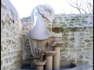 Fontaine "Aqualys Colephil", Arlequin Arlequin Ausgefallener Garten Stein Beige