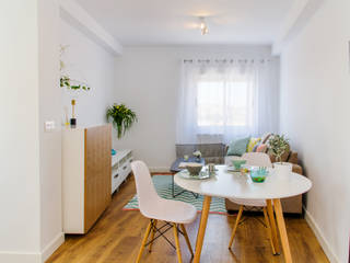 Apartamento estilo nórdico de 52m2 Ideal para Solteros , Noelia Villalba Interiorista Noelia Villalba Interiorista Scandinavian style dining room